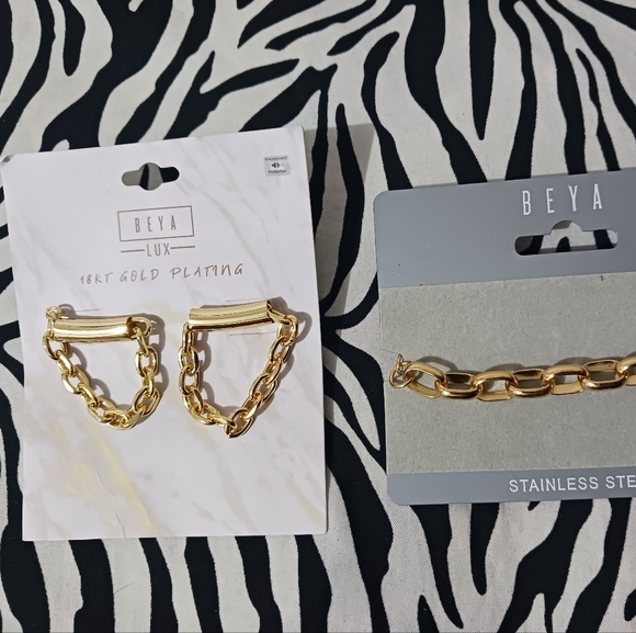 NEW Only BEYA Women Gold chain earrings - Picture 2 of 4